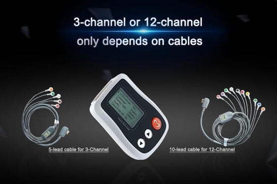 L'avance multi câble de poche le mini ECG essai de moniteur de Holter avec les enregistreurs blancs