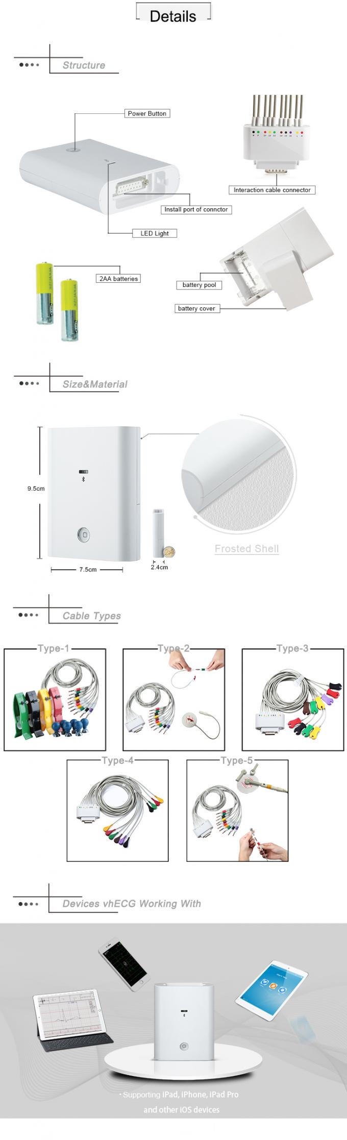 ICV200 équipement portatif de l'iPad ECG avec le bluetooth